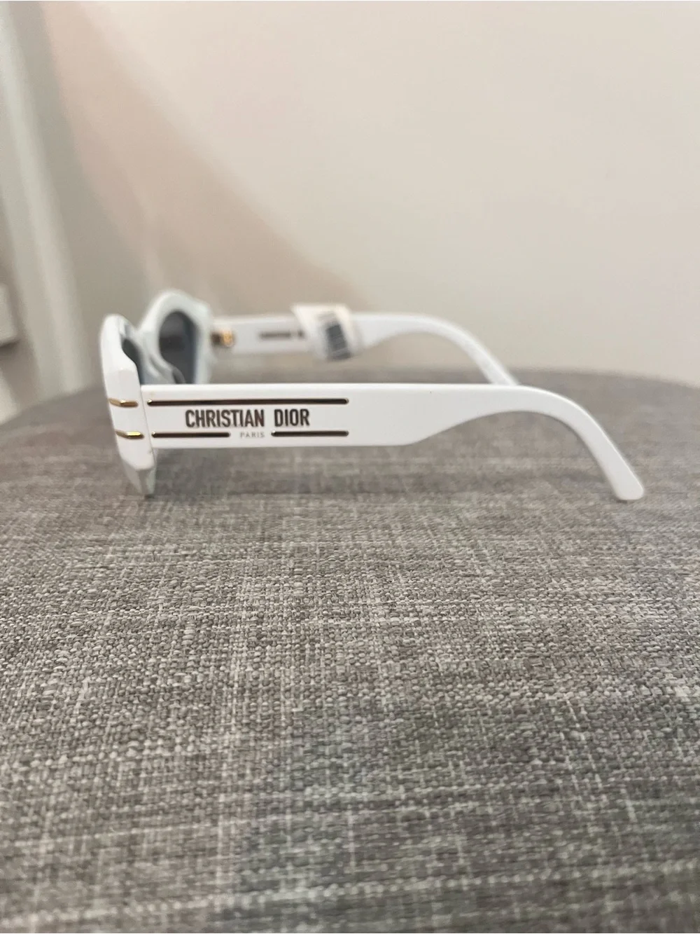 Dior White Oval Sunglasses with Dark Lenses